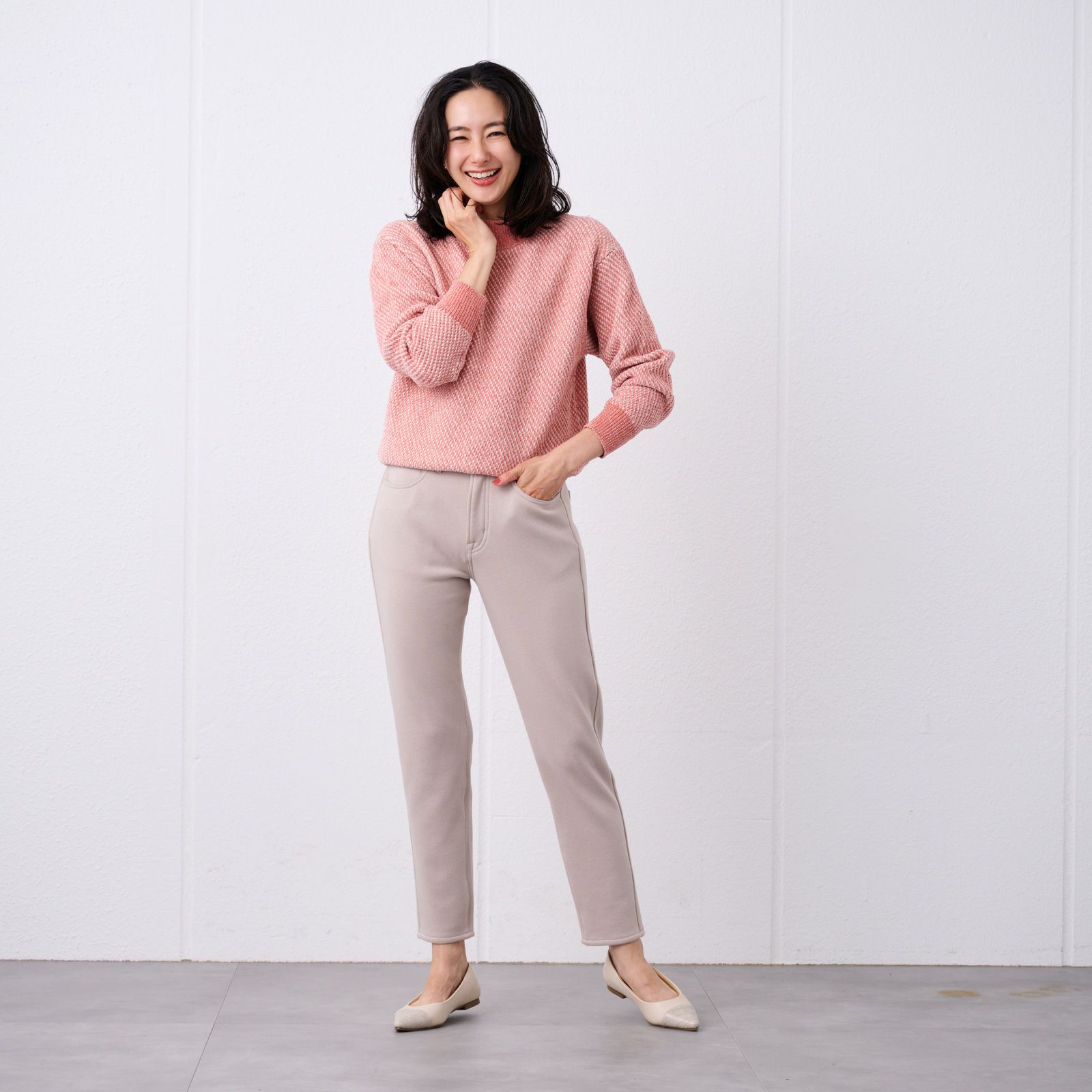 アルガンオイル　裏シャギースリムパンツ