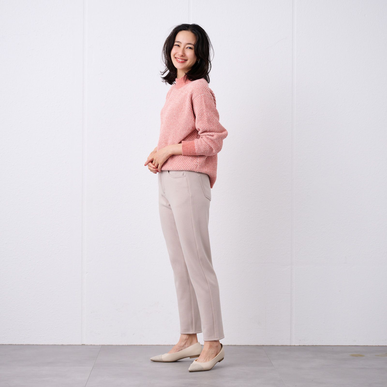 アルガンオイル　裏シャギースリムパンツ