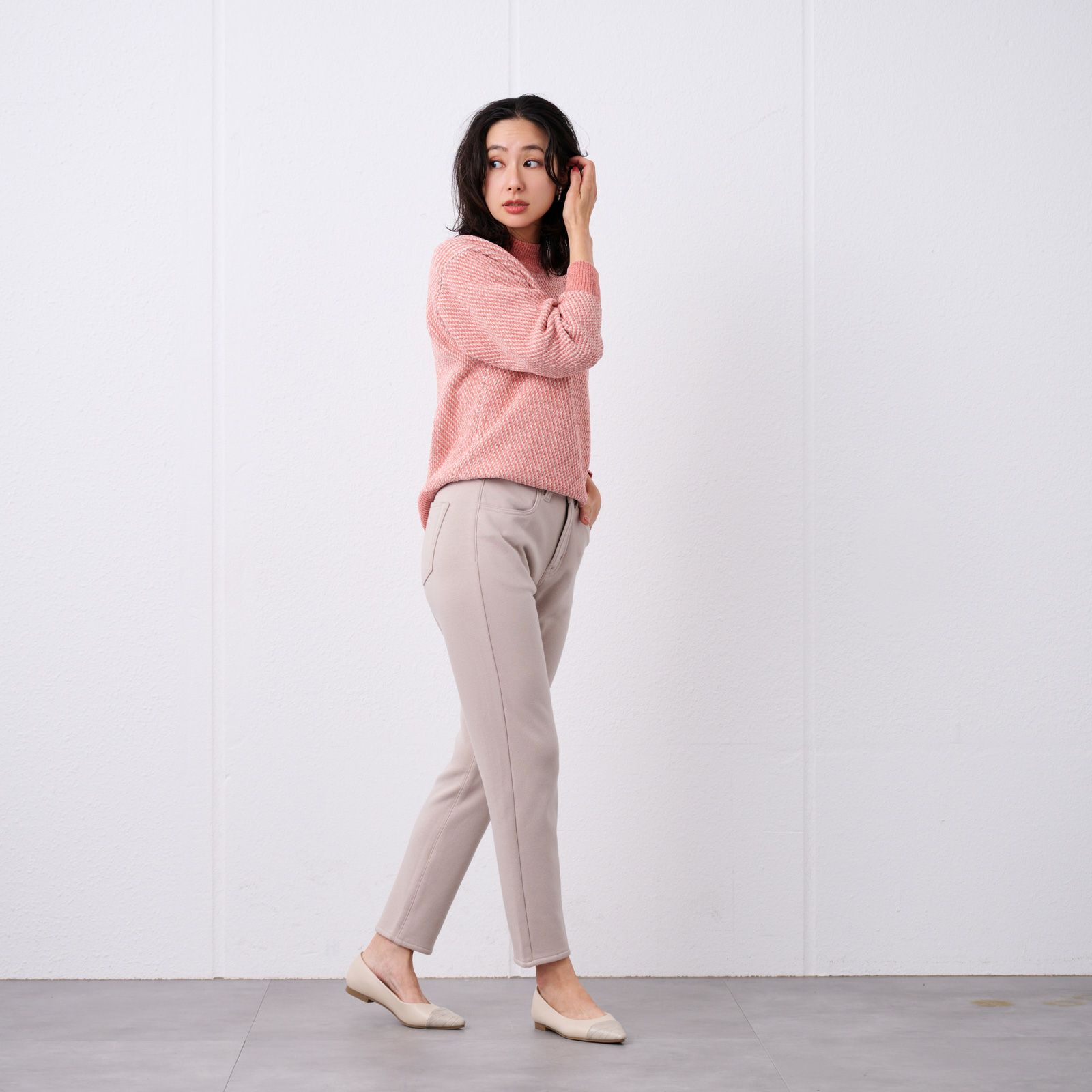 アルガンオイル　裏シャギースリムパンツ