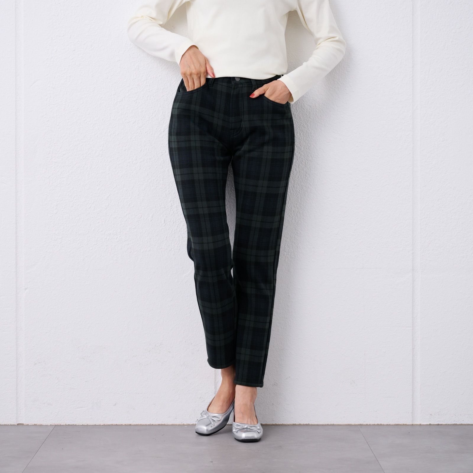 アルガンオイル　裏シャギースリムパンツ