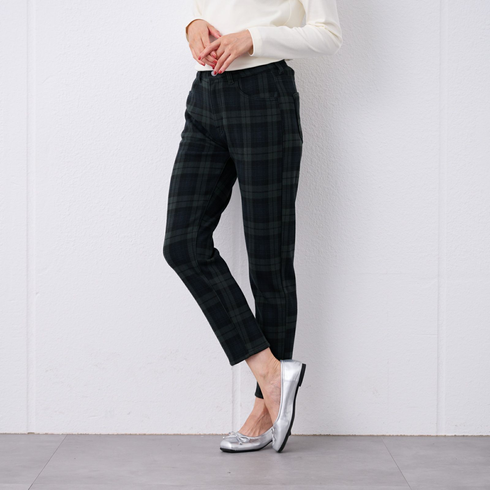 アルガンオイル　裏シャギースリムパンツ