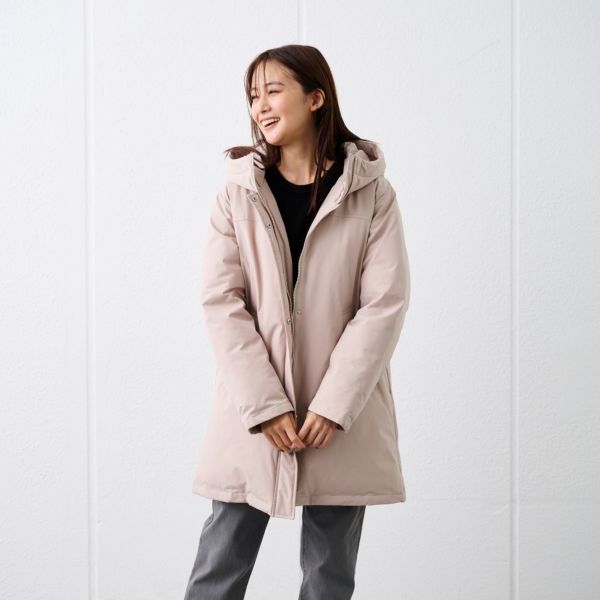 ピースフィットウォーム　保温中わたボリュームフードロングコート