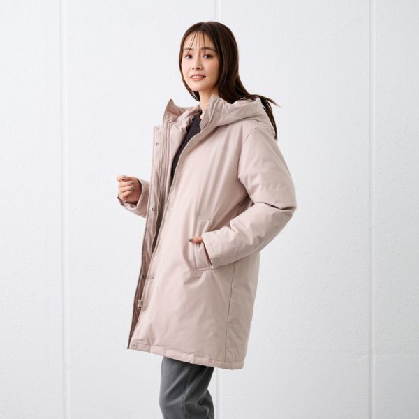 ピースフィットウォーム　保温中わたボリュームフードロングコート