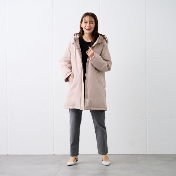 ピースフィットウォーム　保温中わたボリュームフードロングコート