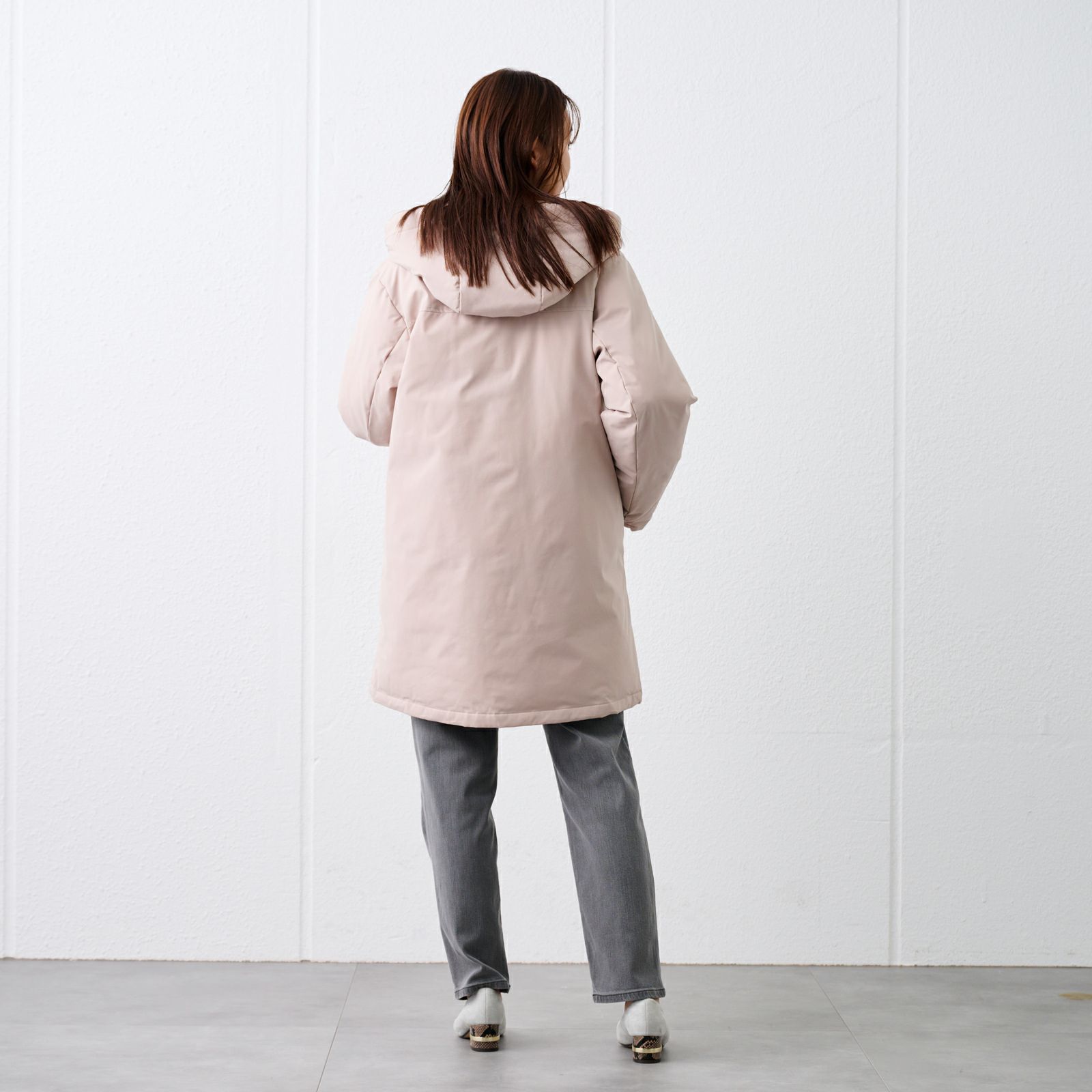 ピースフィットウォーム　保温中わたボリュームフードロングコート