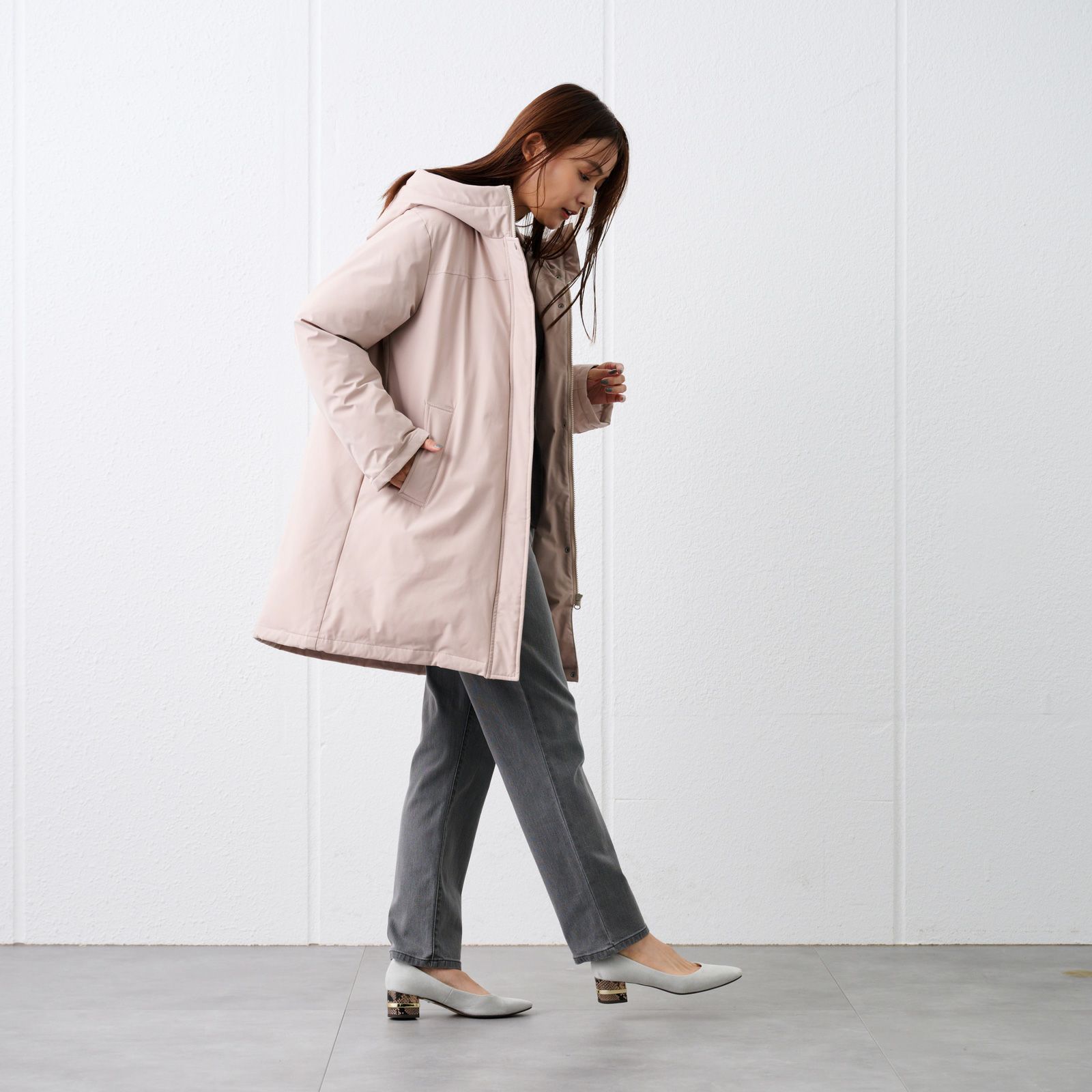 ピースフィットウォーム　保温中わたボリュームフードロングコート