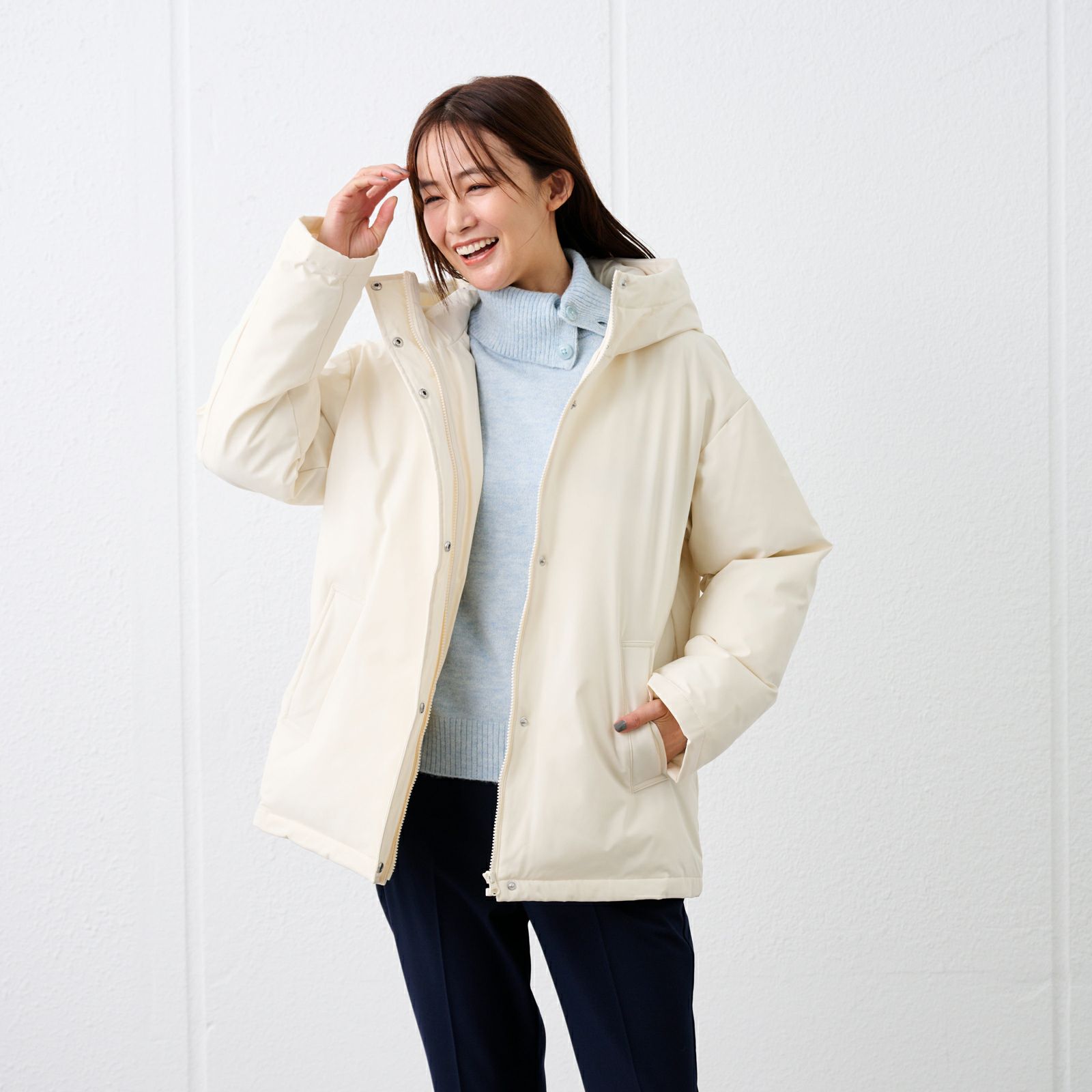 ピースフィットウォーム　保温中わたボリュームフードブルゾン