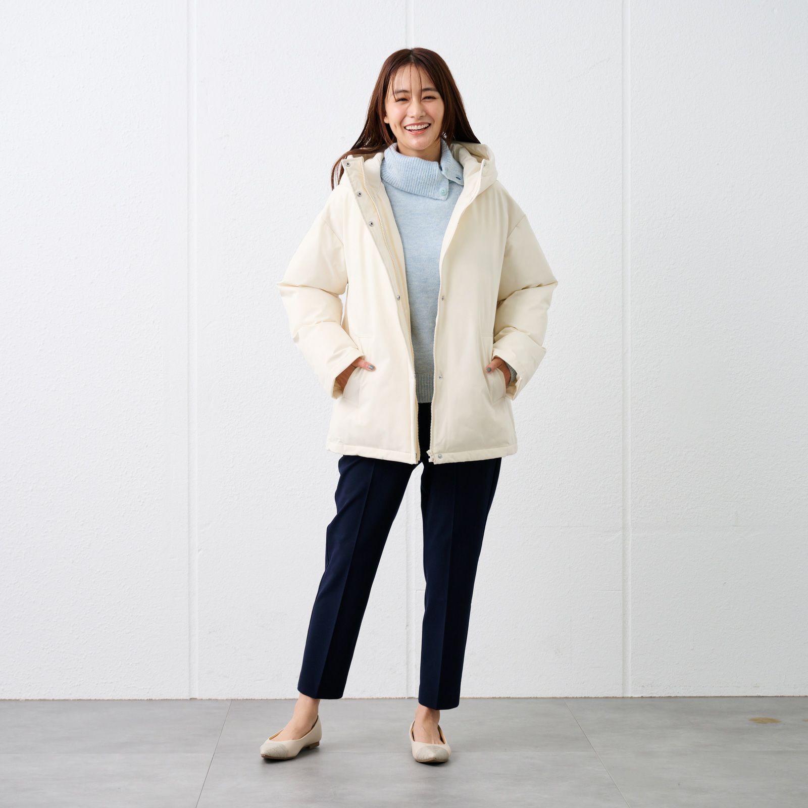 ピースフィットウォーム　保温中わたボリュームフードブルゾン