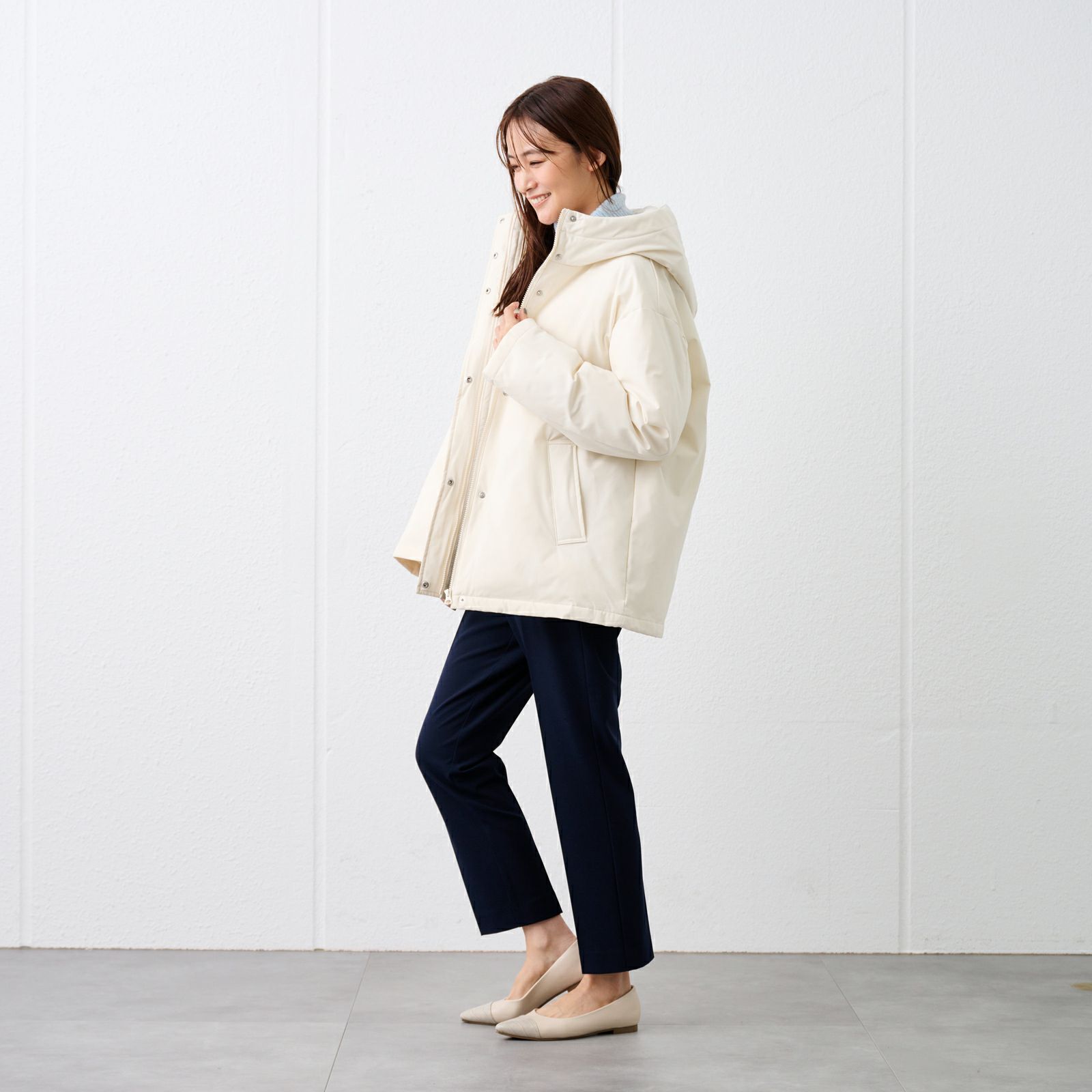 ピースフィットウォーム　保温中わたボリュームフードブルゾン