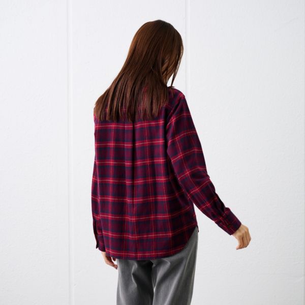 【てまラク】フランネル長袖レギュラーシャツ