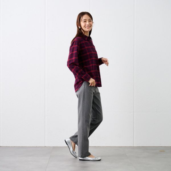 【てまラク】フランネル長袖レギュラーシャツ