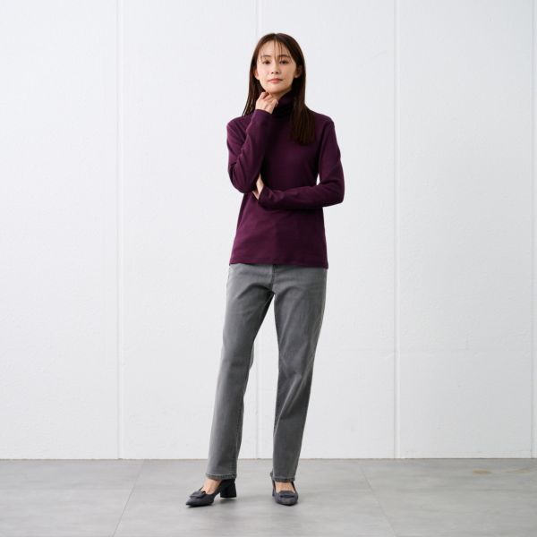 コットン100起毛　タートルネック長袖Tシャツ