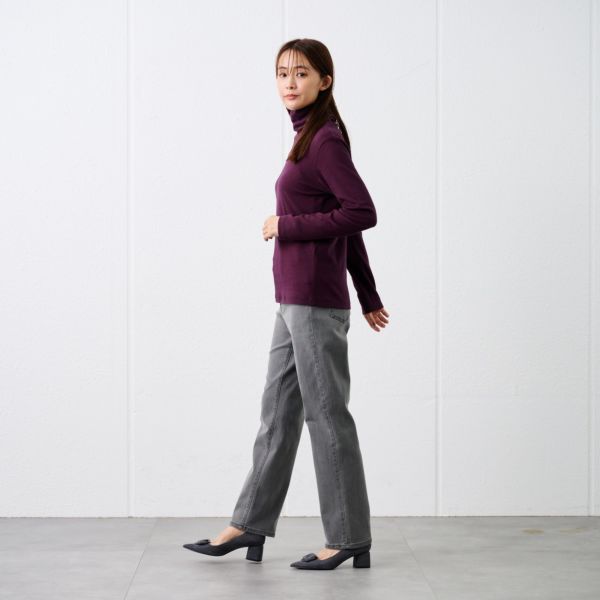 コットン100起毛　タートルネック長袖Tシャツ