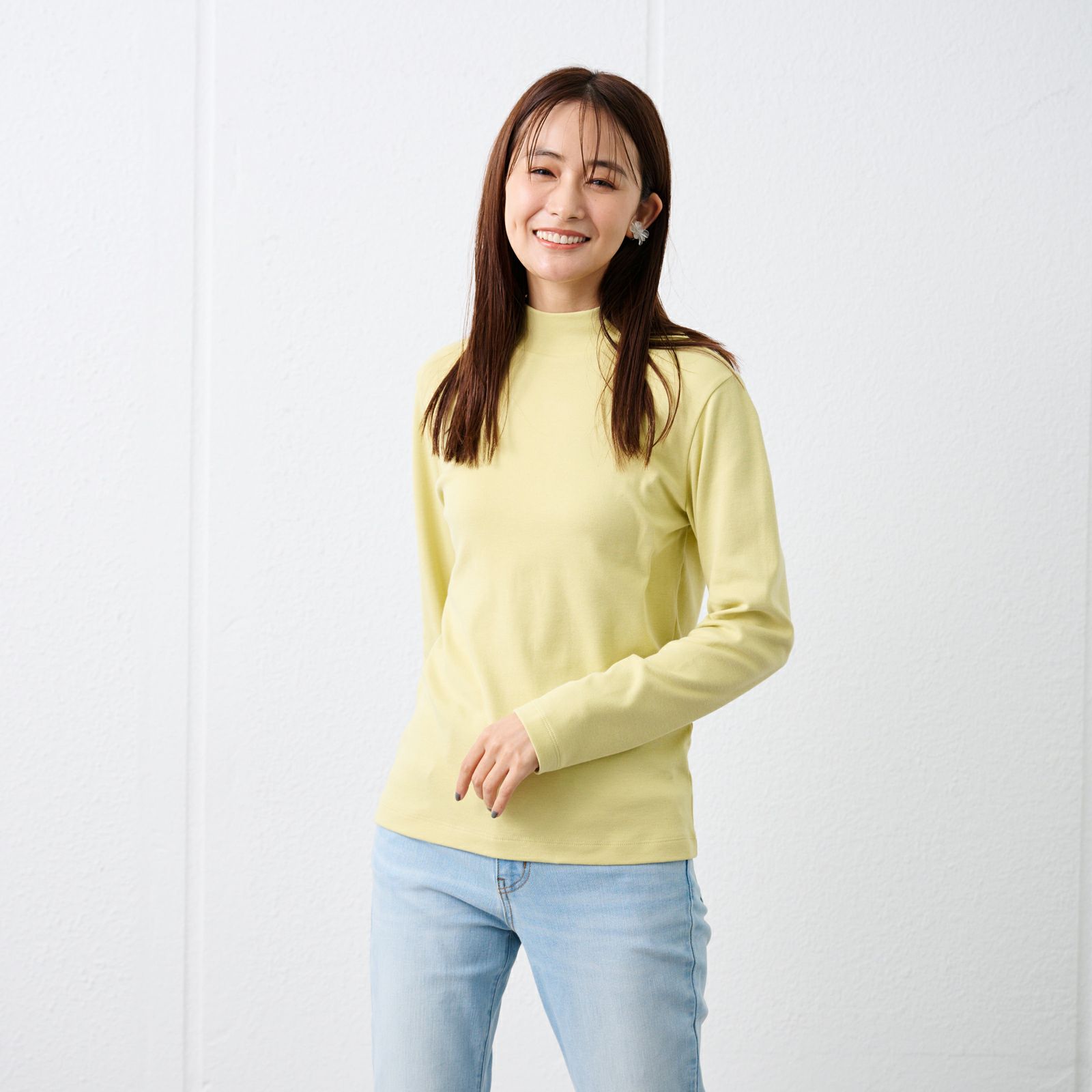 コットン１００起毛　ハイネック長袖Tシャツ