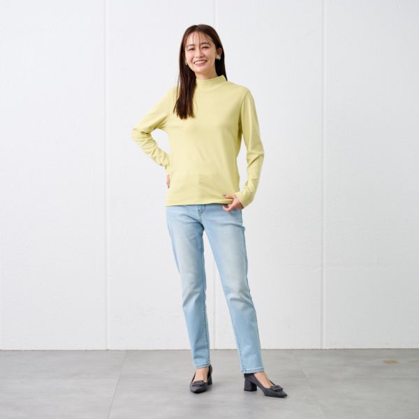 コットン１００起毛　ハイネック長袖Tシャツ