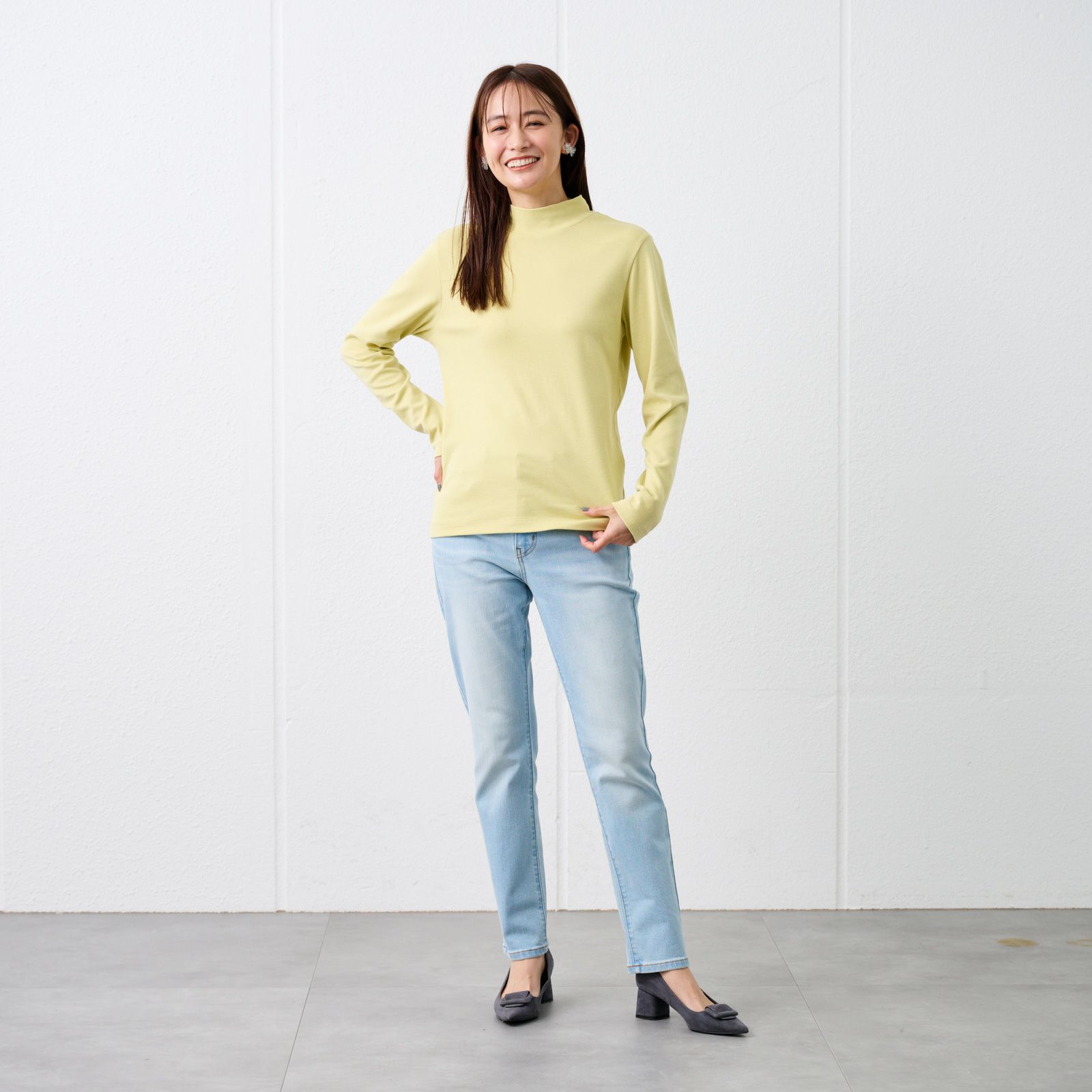 コットン１００起毛　ハイネック長袖Tシャツ