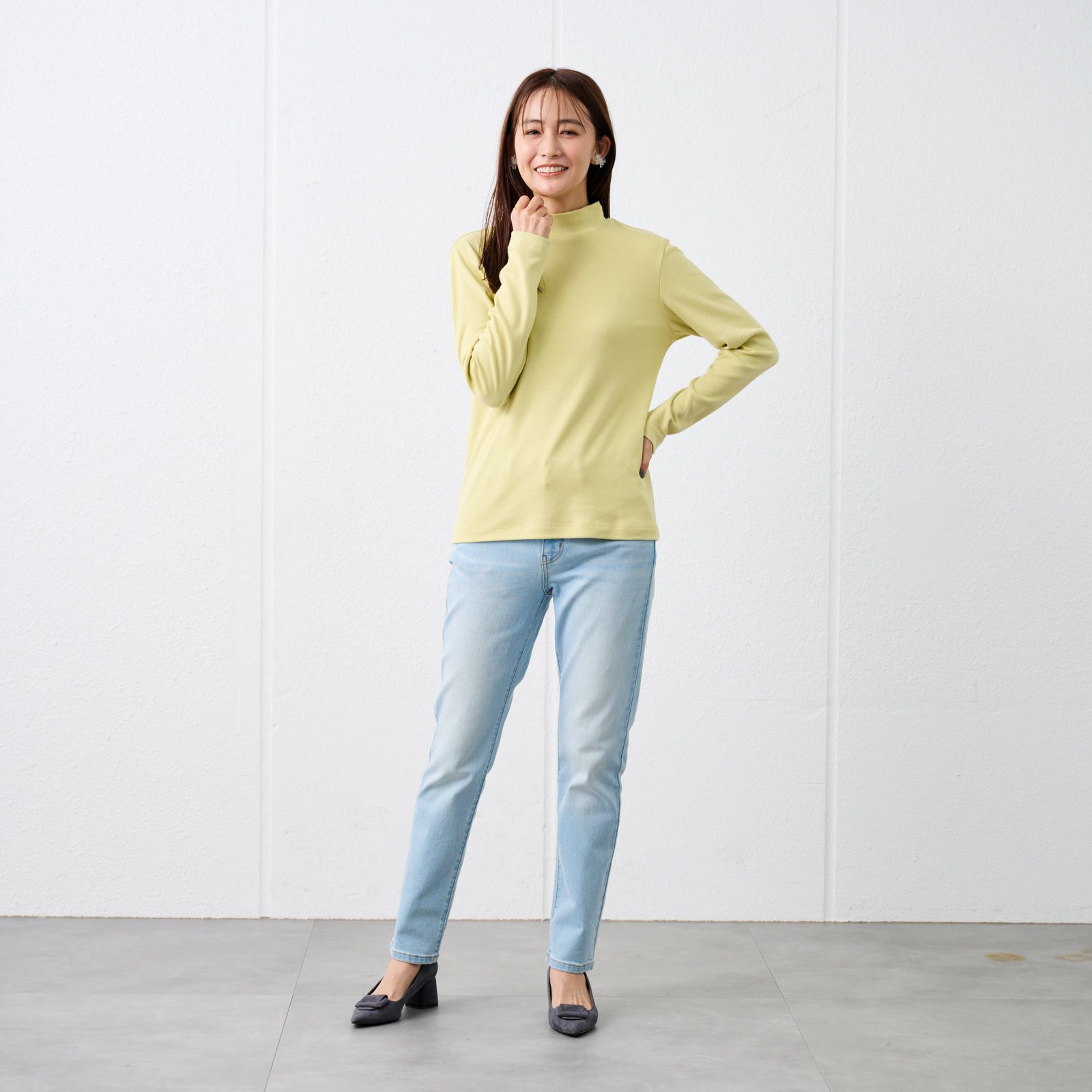 コットン１００起毛　ハイネック長袖Tシャツ