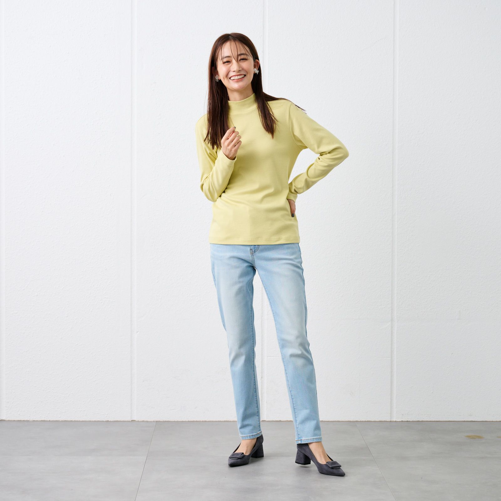 コットン１００起毛　ハイネック長袖Tシャツ