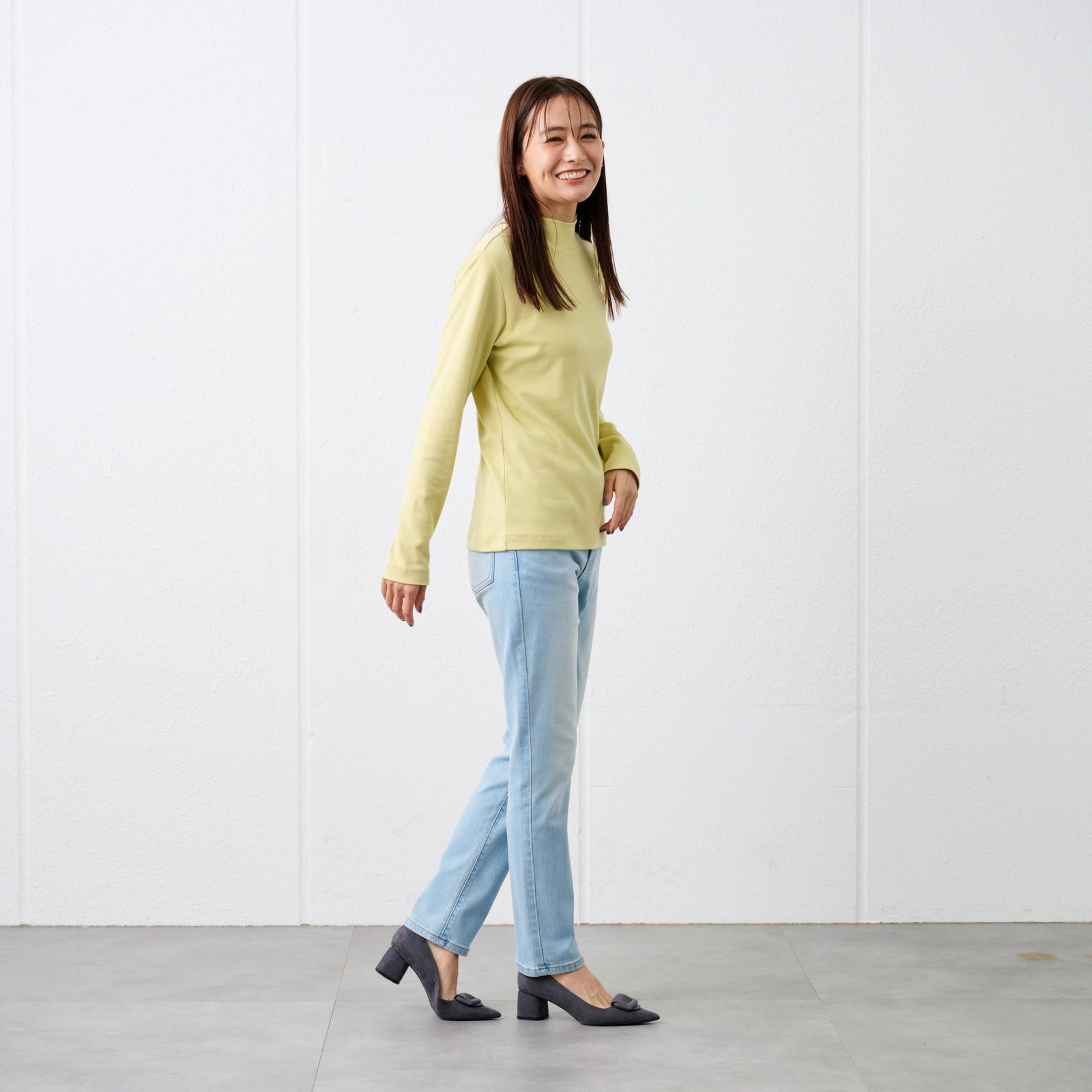 コットン１００起毛　ハイネック長袖Tシャツ