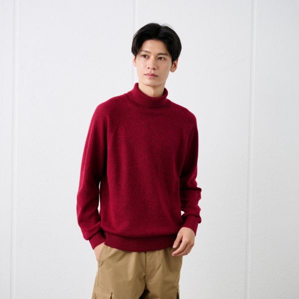 ネップヤーン　タートルネックプルオーバー