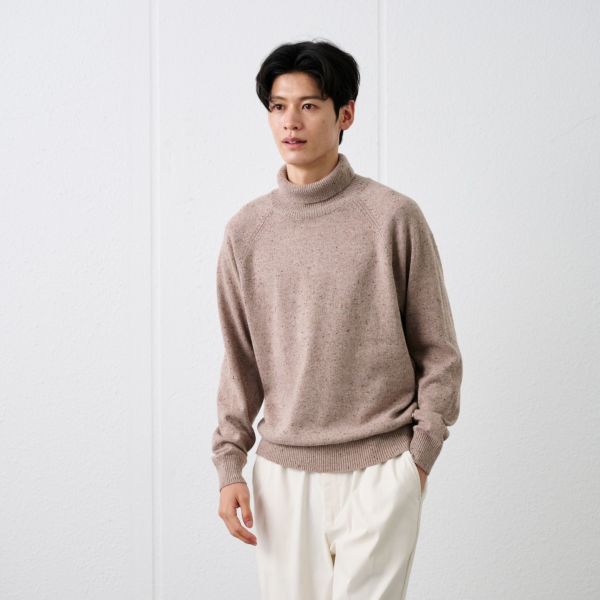 ネップヤーン　タートルネックプルオーバー