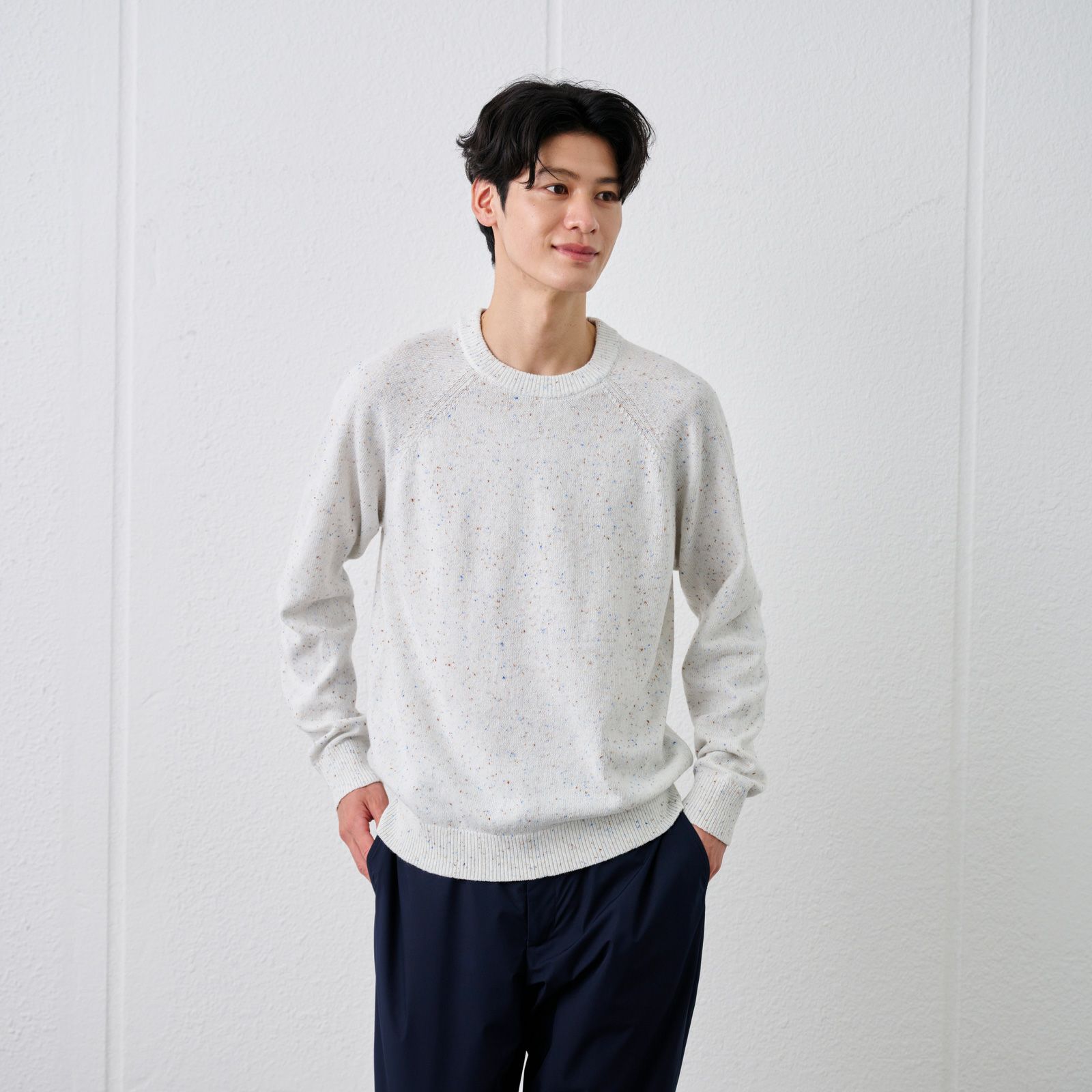 ネップヤーン　クルーネックプルオーバー