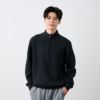 ブラッシュヤーン　片畦ハーフジッププルオーバー