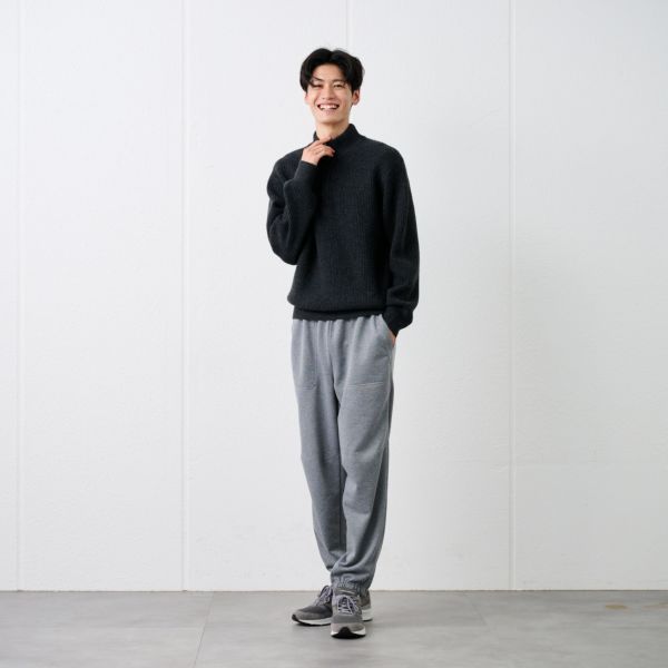 ブラッシュヤーン　片畦ハーフジッププルオーバー