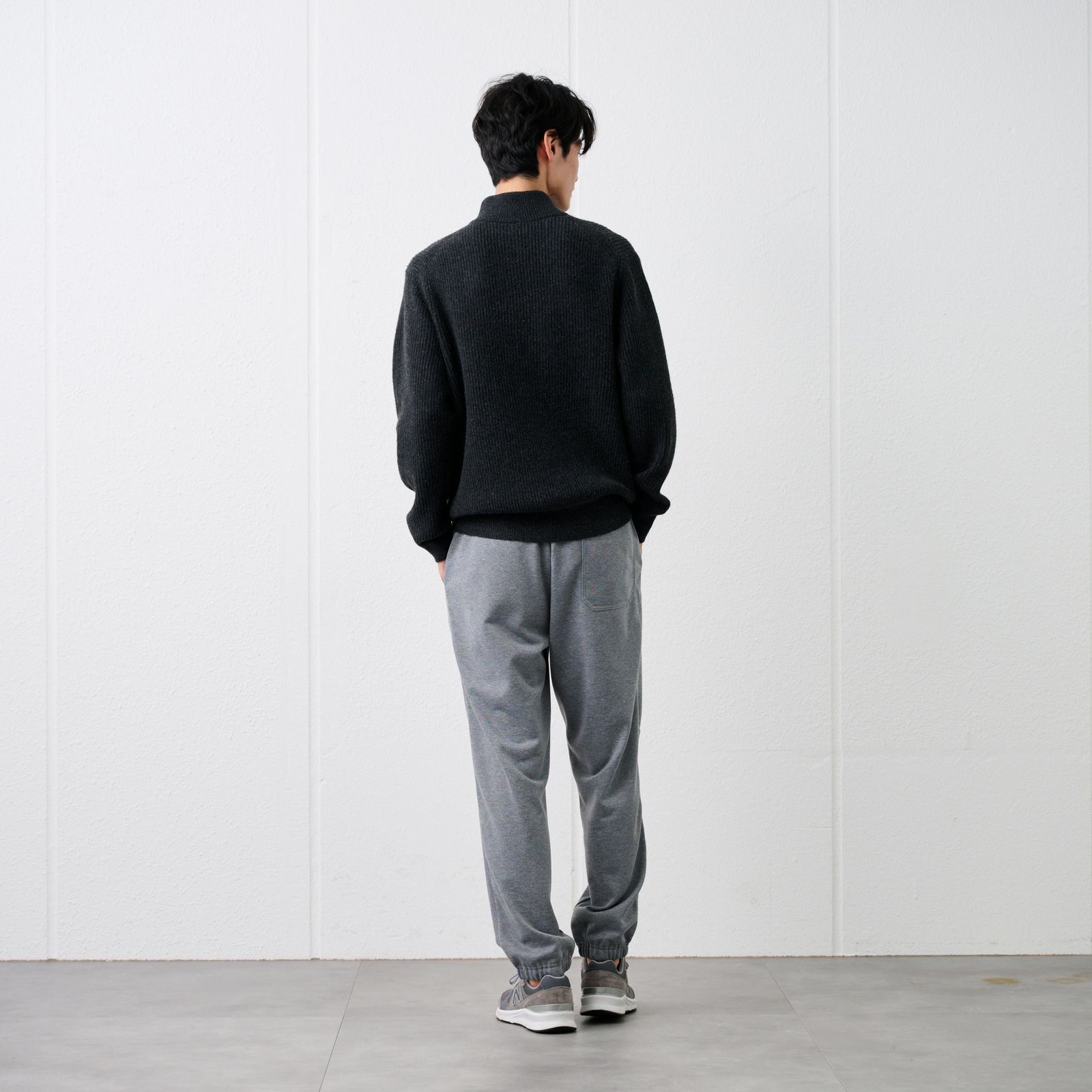 ブラッシュヤーン　片畦ハーフジッププルオーバー