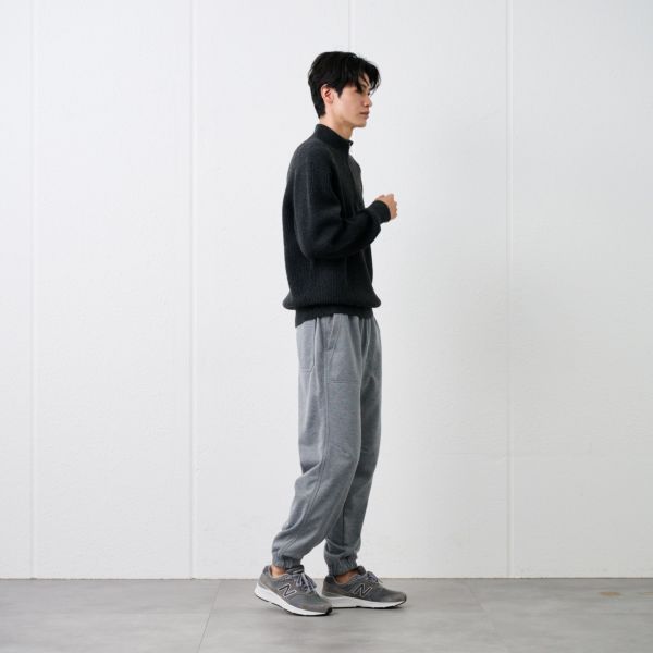 ブラッシュヤーン　片畦ハーフジッププルオーバー