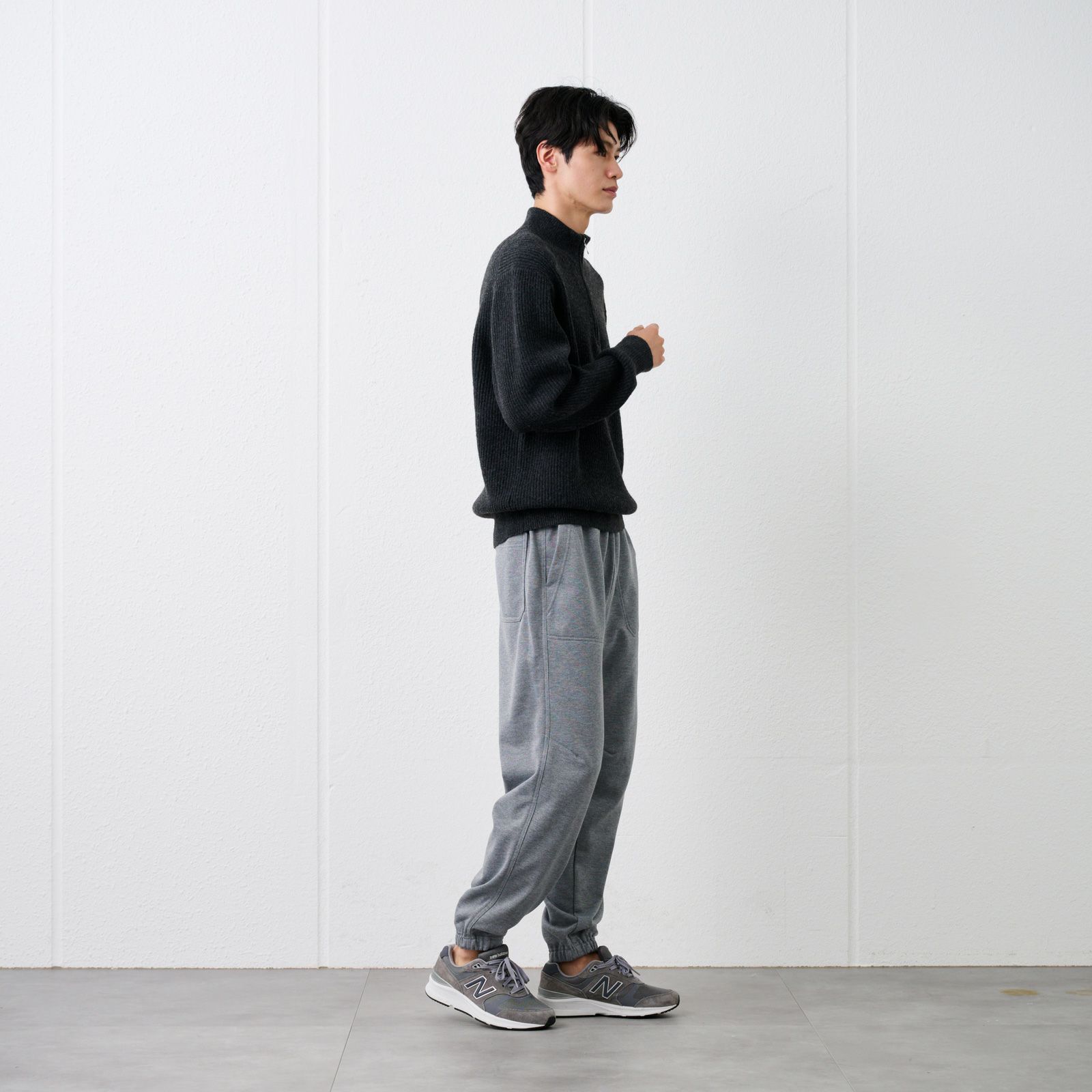 ブラッシュヤーン　片畦ハーフジッププルオーバー