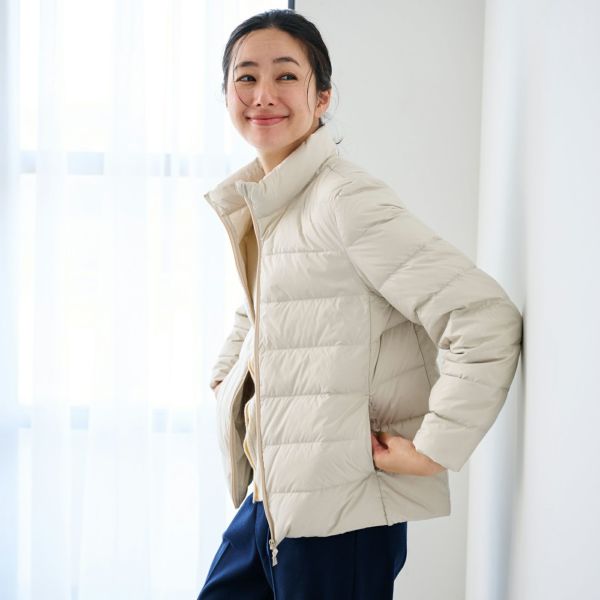 ウオッシャブルダウン　スタンドジャケット(アイボリー）