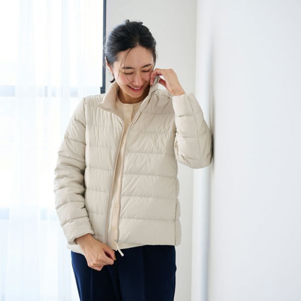 ウオッシャブルダウン　スタンドジャケット(アイボリー）
