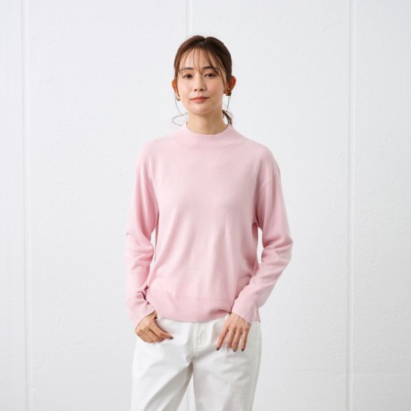 洗える・保温　シフォンタッチ　モックネックプルオーバー