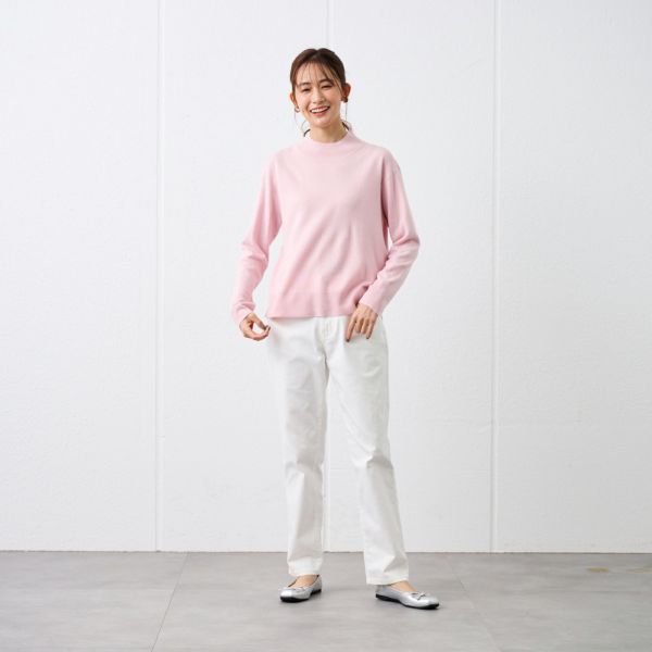 洗える・保温　シフォンタッチ　モックネックプルオーバー