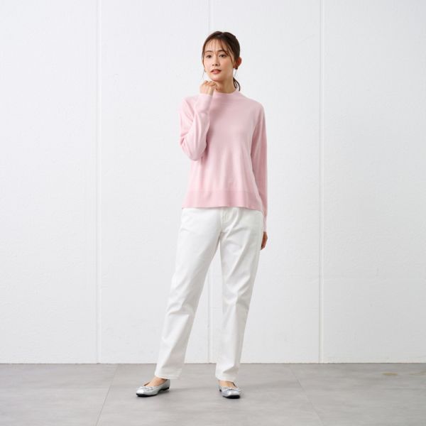 洗える・保温　シフォンタッチ　モックネックプルオーバー