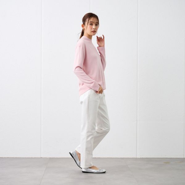 洗える・保温　シフォンタッチ　モックネックプルオーバー