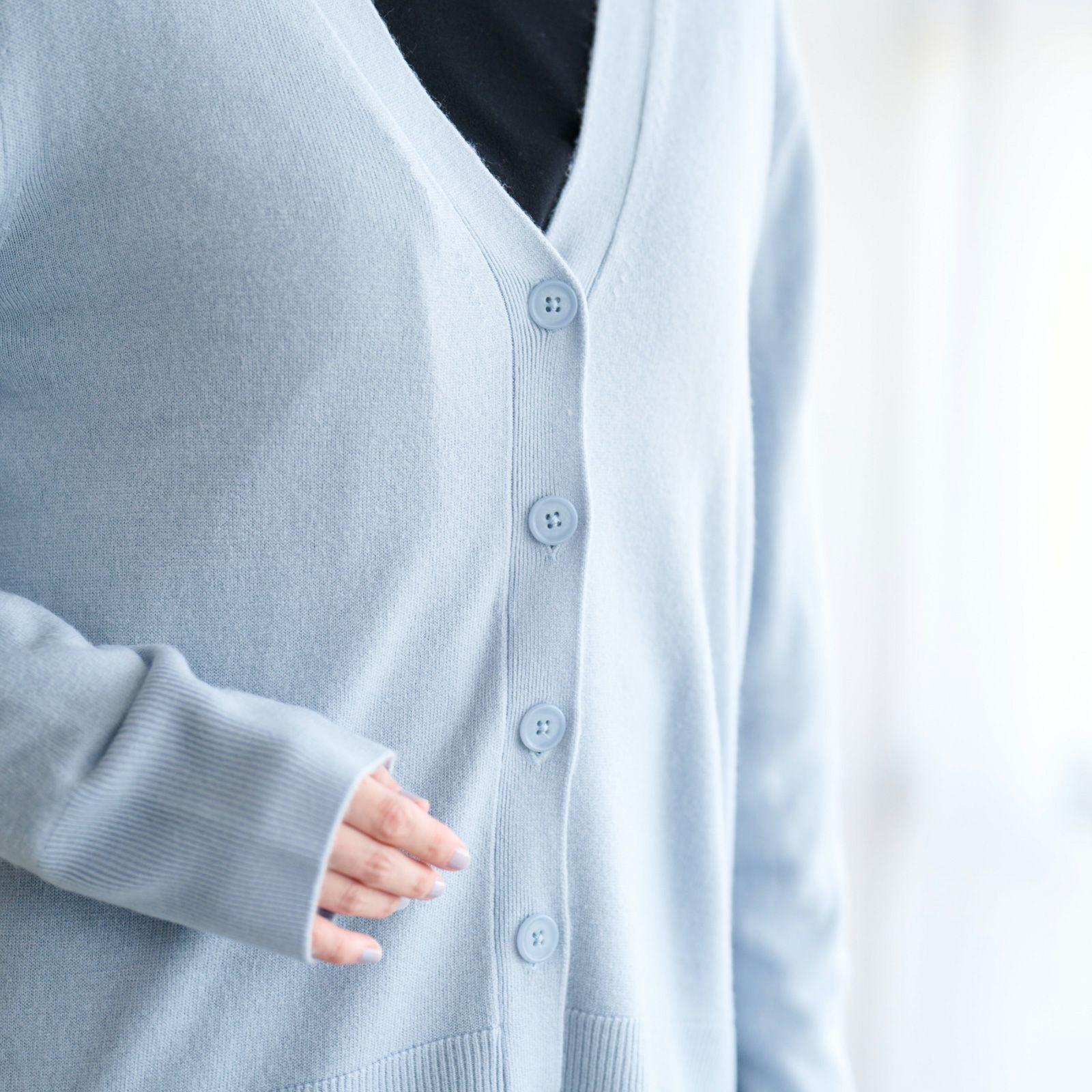 洗える・保温　シフォンタッチ　Vネックカーディガン