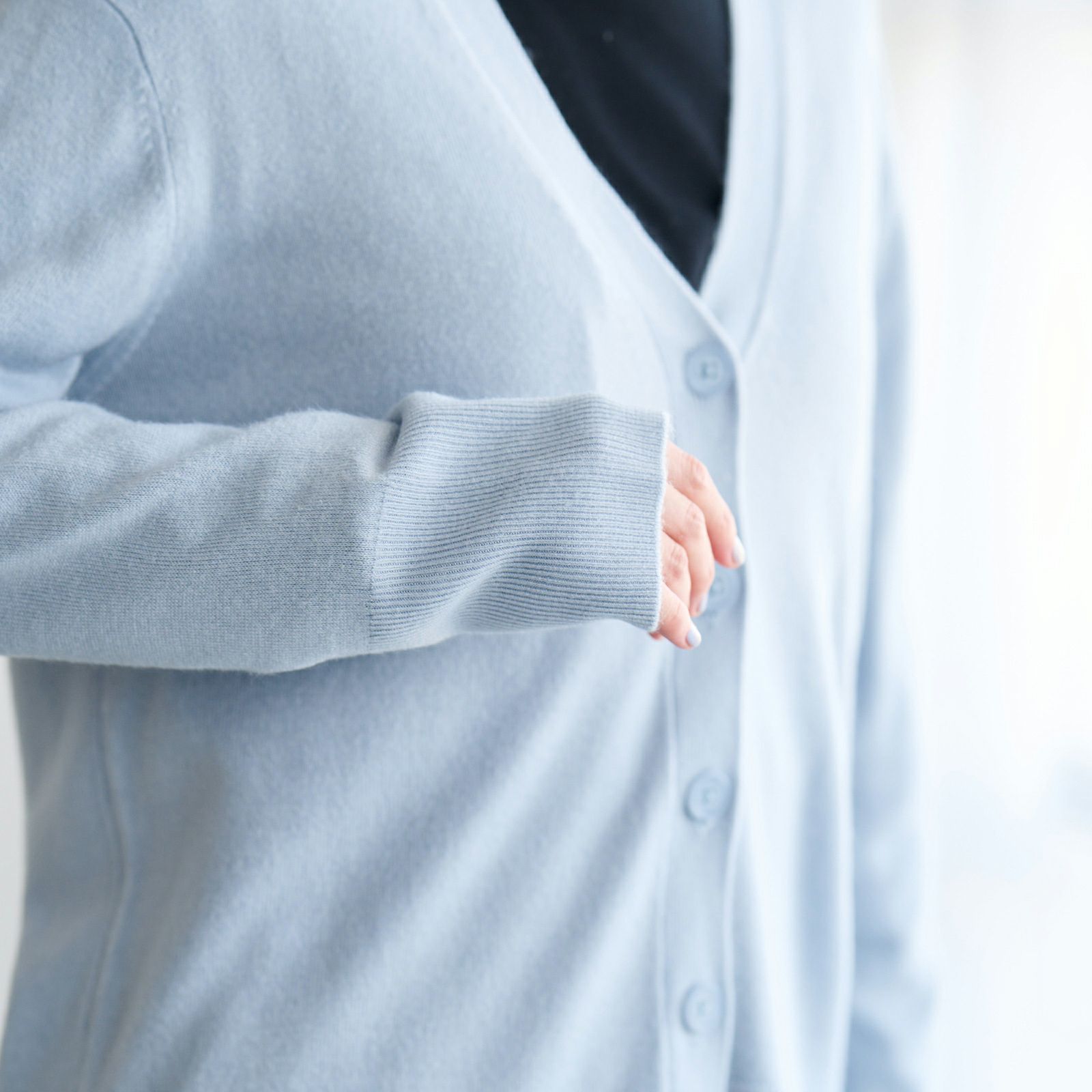 洗える・保温　シフォンタッチ　Vネックカーディガン