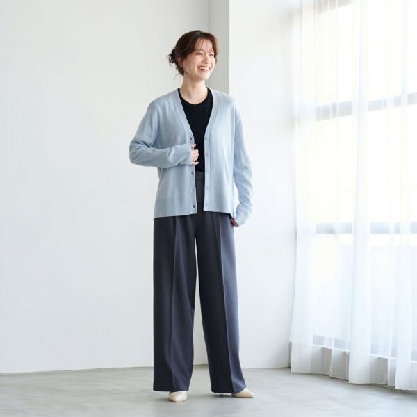 洗える・保温　シフォンタッチ　Vネックカーディガン