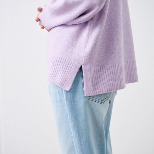 洗える・保湿　ブラッシュヤーン襟スリットプルオーバー