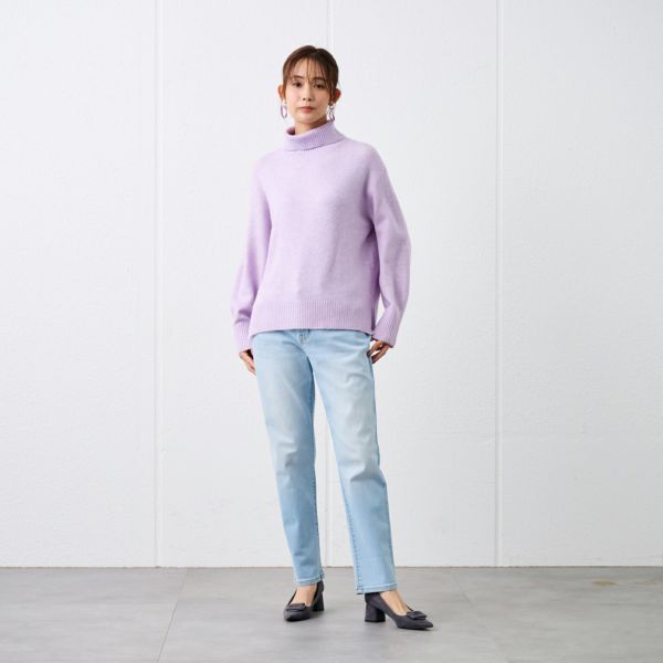 洗える・保湿　ブラッシュヤーン襟スリットプルオーバー