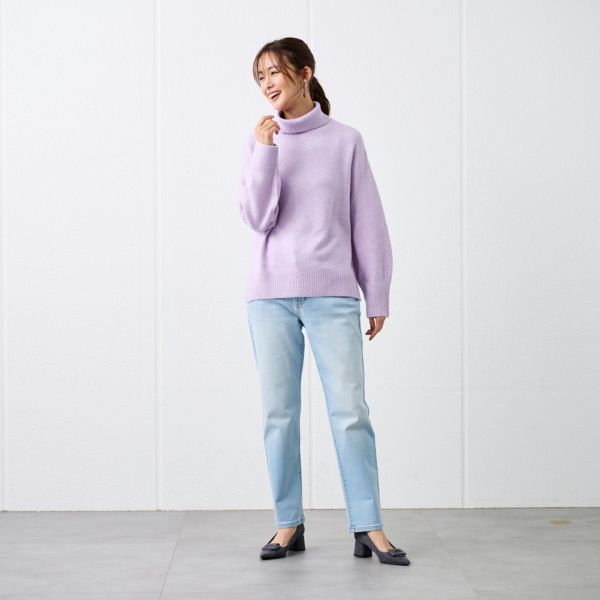 洗える・保湿　ブラッシュヤーン襟スリットプルオーバー