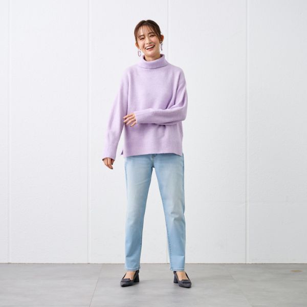 洗える・保湿　ブラッシュヤーン襟スリットプルオーバー