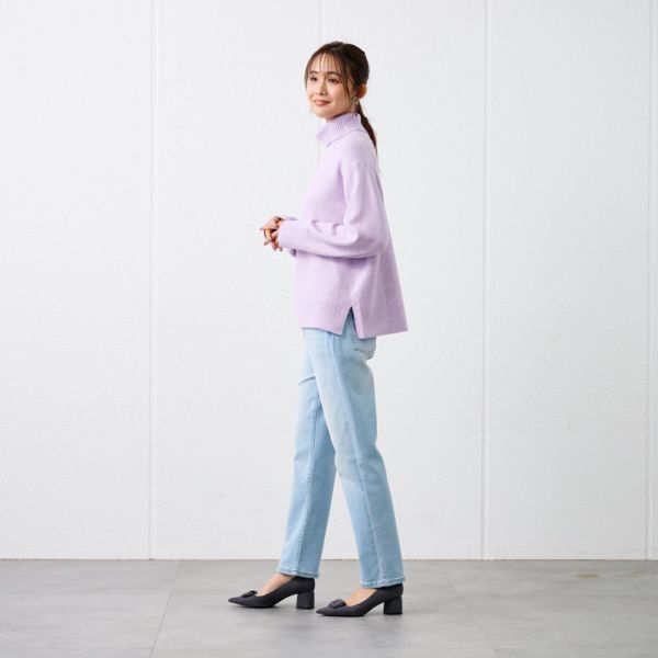 洗える・保湿　ブラッシュヤーン襟スリットプルオーバー
