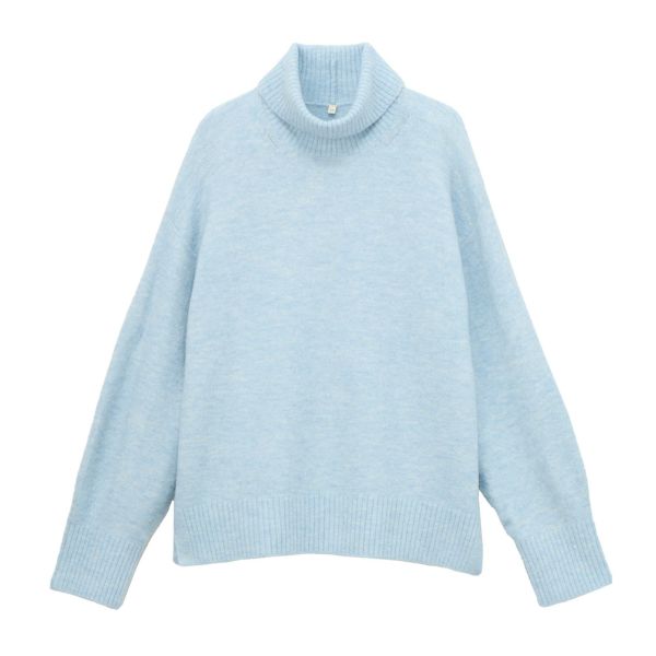 洗える・保湿　ブラッシュヤーン襟スリットプルオーバー