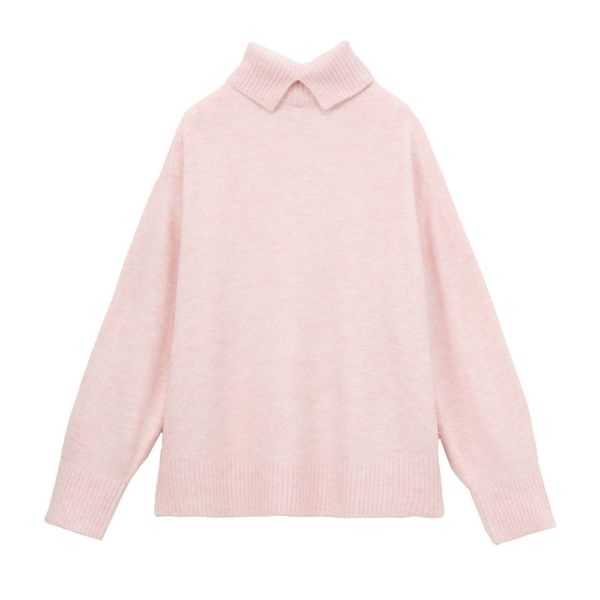 洗える・保湿　ブラッシュヤーン襟スリットプルオーバー