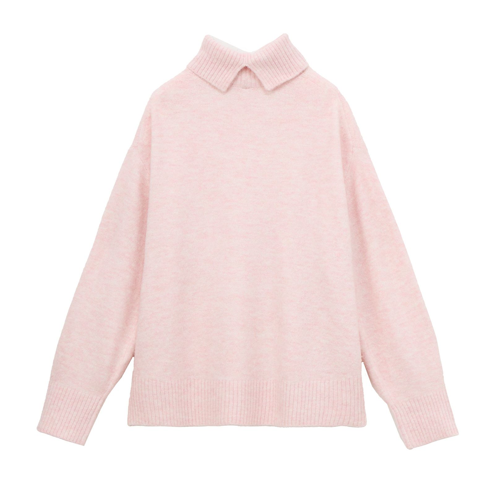 洗える・保湿　ブラッシュヤーン襟スリットプルオーバー