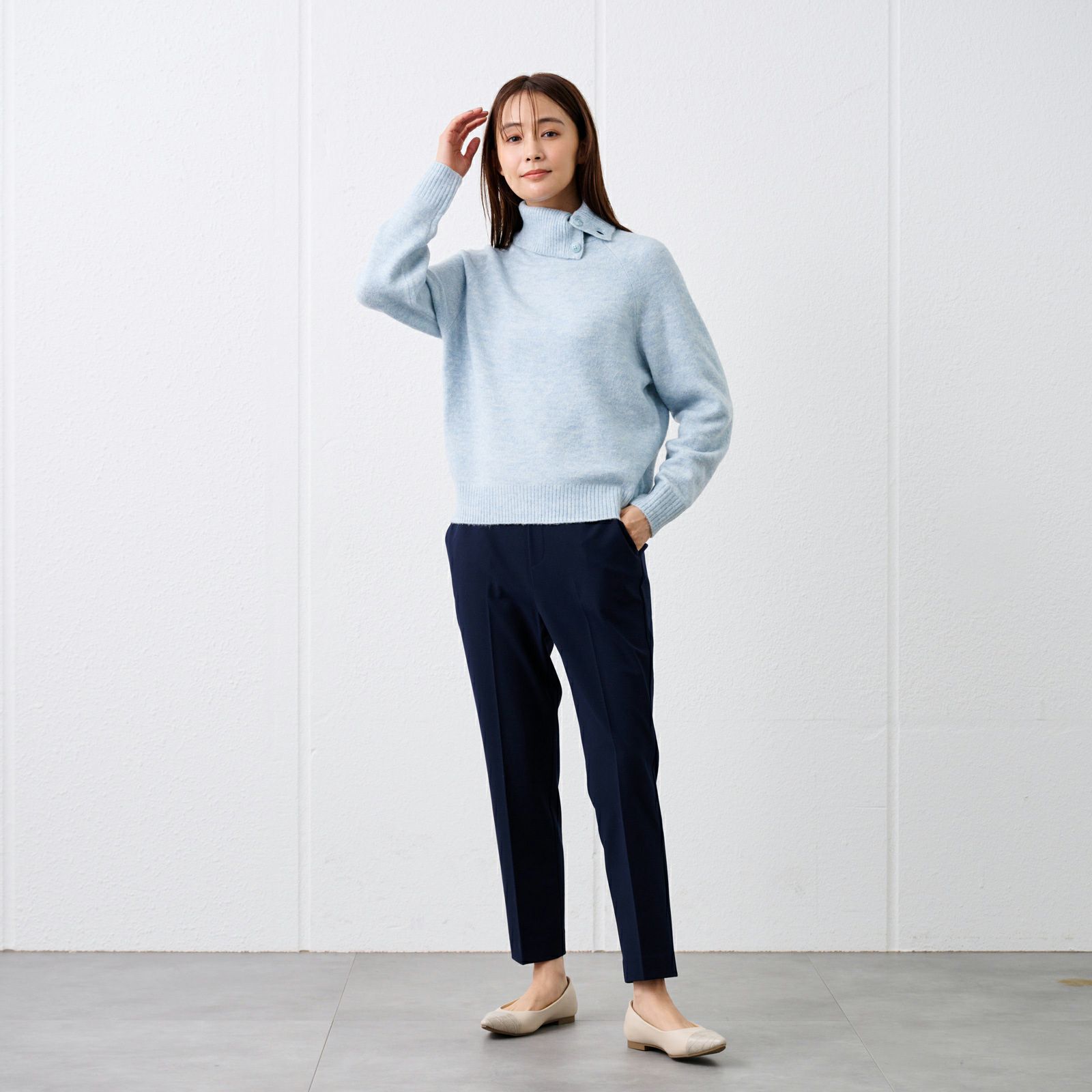 洗える・保湿　ブラッシュヤーンドクターネックプルオーバー