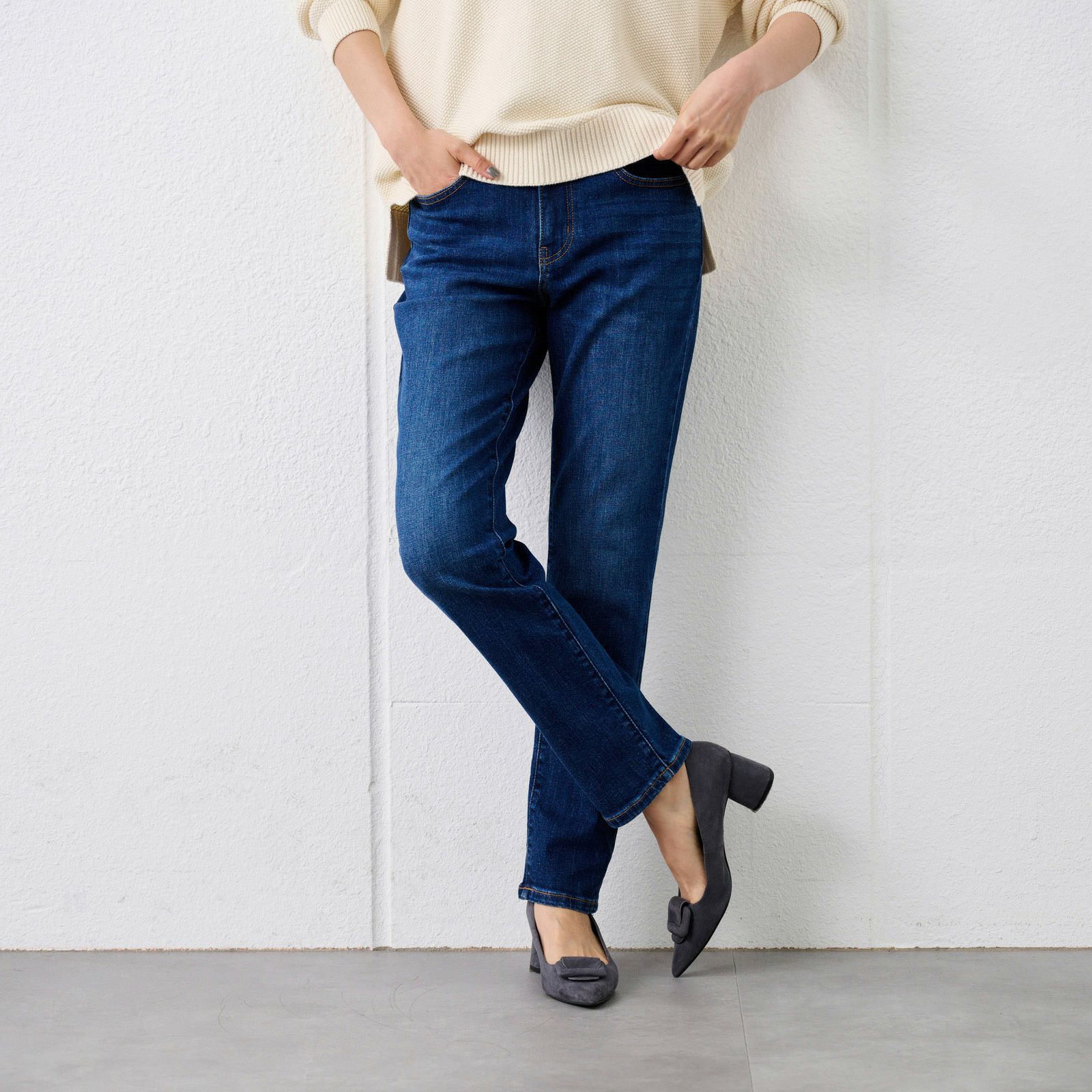 匠ジーンズ　ストレッチデニムスリムパンツ